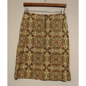Vintage Forever 21 Juniors Skirt Size 7 Green Floral Stretch Drawstring Boho 90s